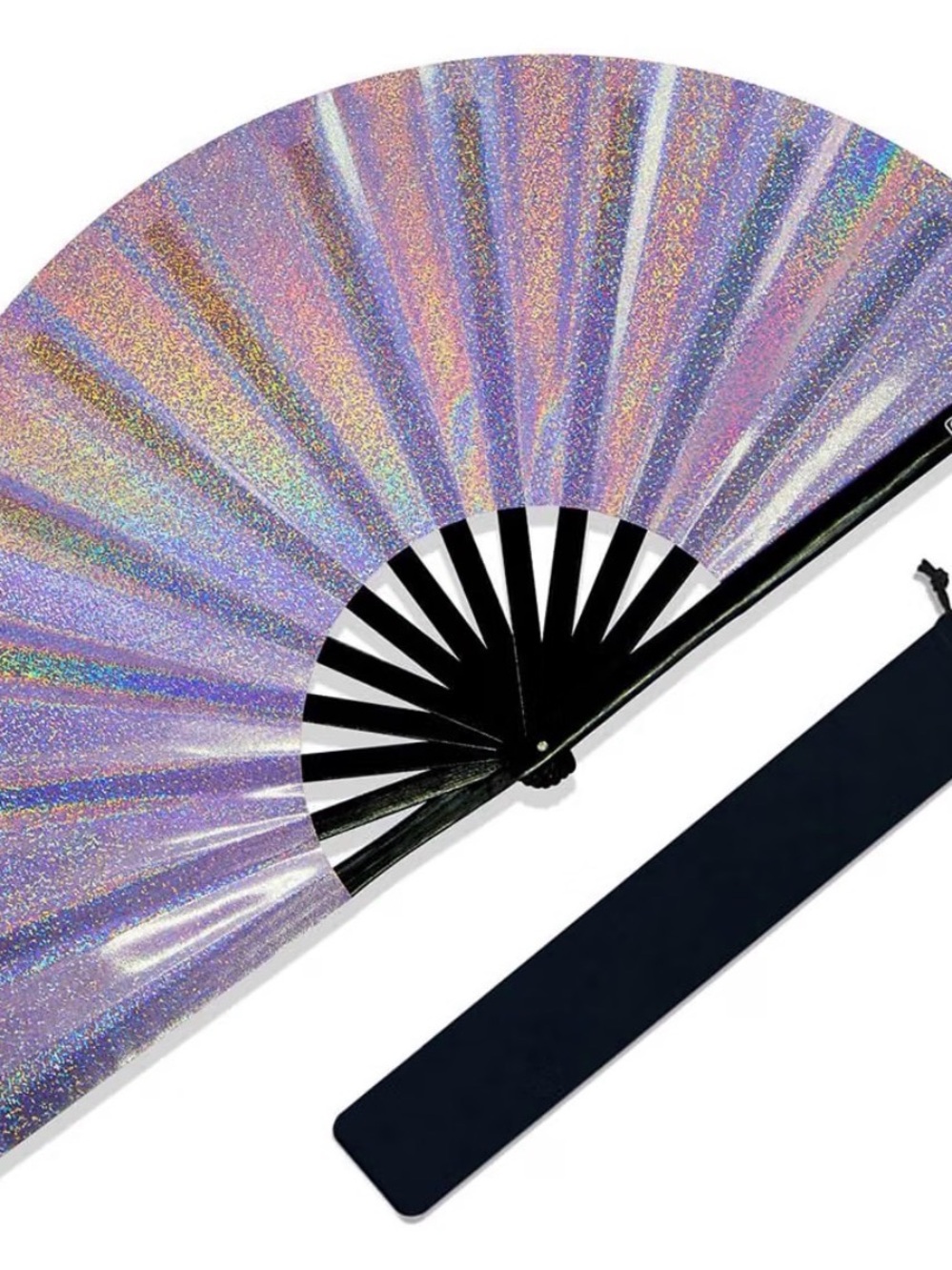 Holographic Lavender Hand Fan for Women - Glitter Folding Fan
